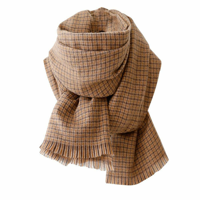 Y2K Fashion Plaid Scarf - Trendy 2000s Style Accessory for Cozy Vibes