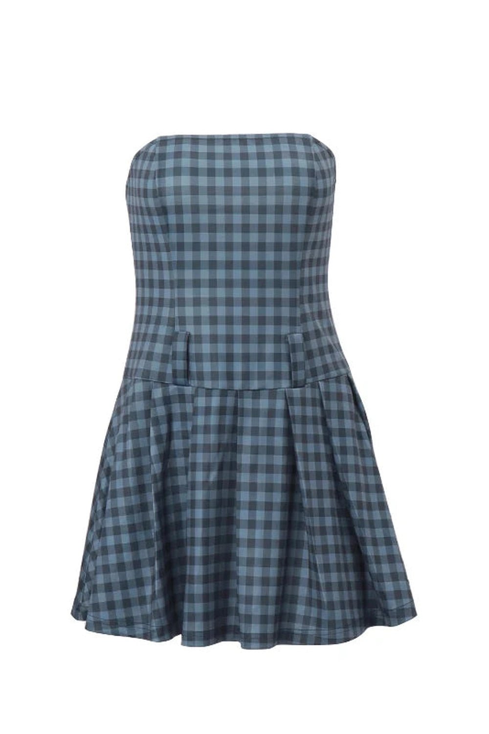 Y2K Fashion Plaid Strapless Skater Dress - 2000s Style Aesthetic Outfit