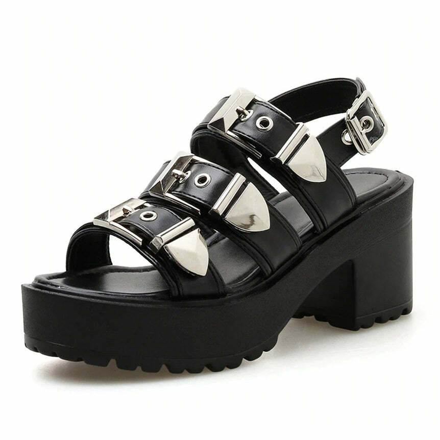 Y2K Fashion Pocket Money Buckle Sandals - Trendy 2000s Style Footwear