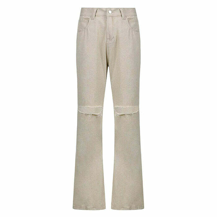 Y2K Fashion Portrait Mode Flare Jeans - Retro 2000s Style Denim