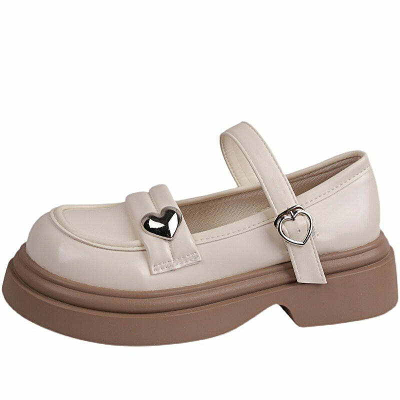 Y2K Fashion Preppy Aesthetic Heart Mary Jane Shoes for Trendy Looks