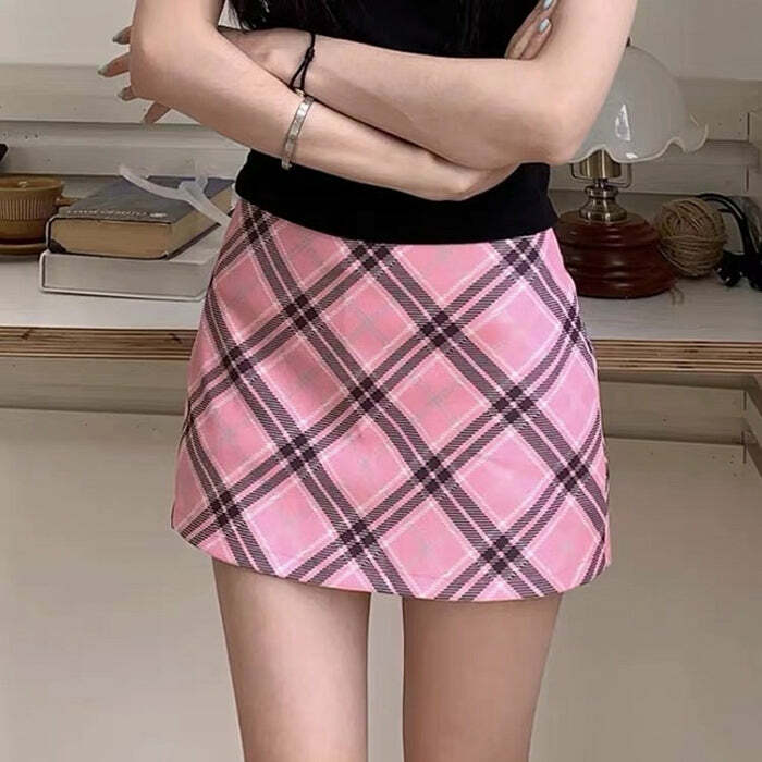 Y2K Fashion Preppy Aesthetic Pink Skirt - 2000s Style Outfit