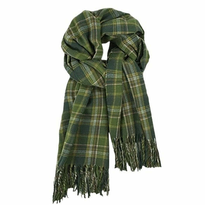 Y2K Fashion Preppy Aesthetic Plaid Scarf - 2000s Style Accessory