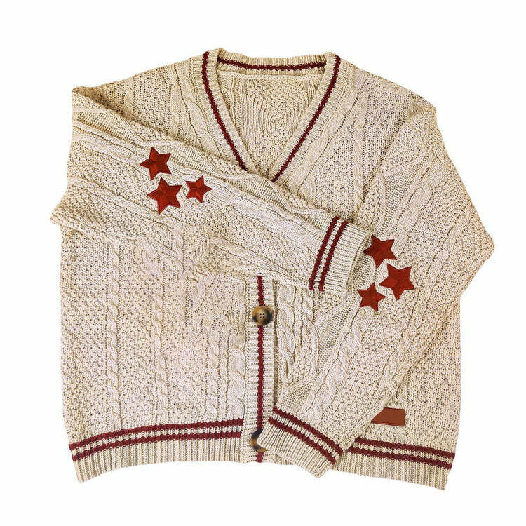 Y2K Fashion Preppy Aesthetic Star Cardigan - 2000s Style Essential