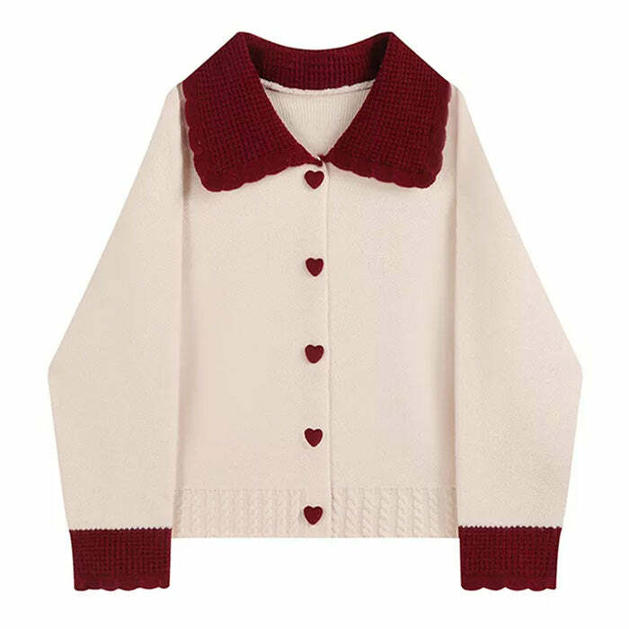 Y2K Fashion Preppy Collar Knit Cardigan - 2000s Style Essential