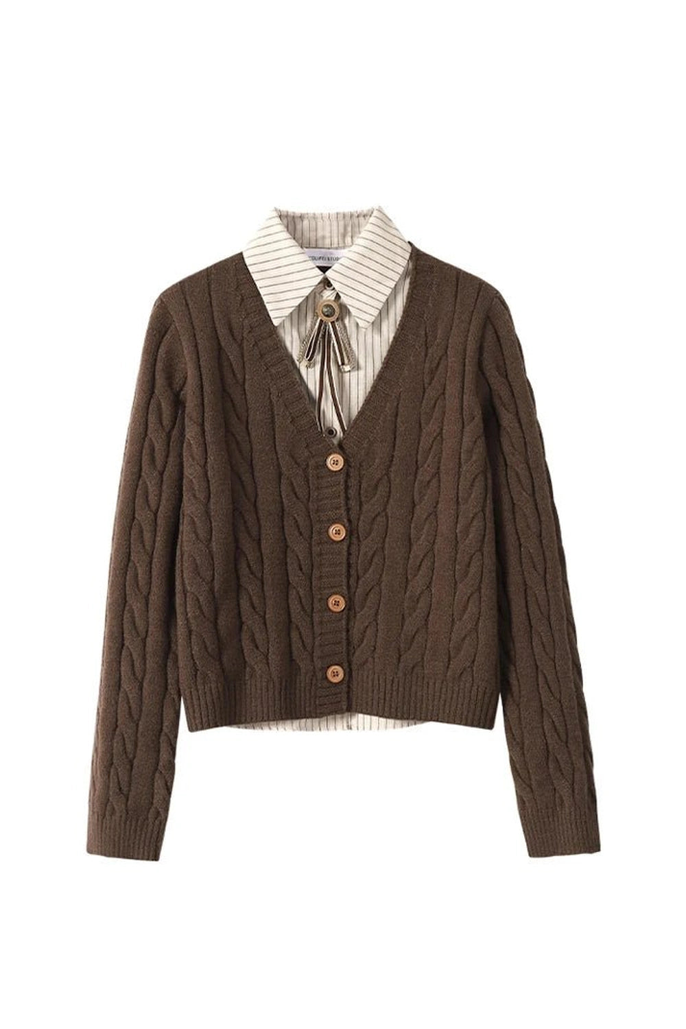 Y2K Fashion Preppy Layered Knit Cardigan Set - 2000s Style Outfit