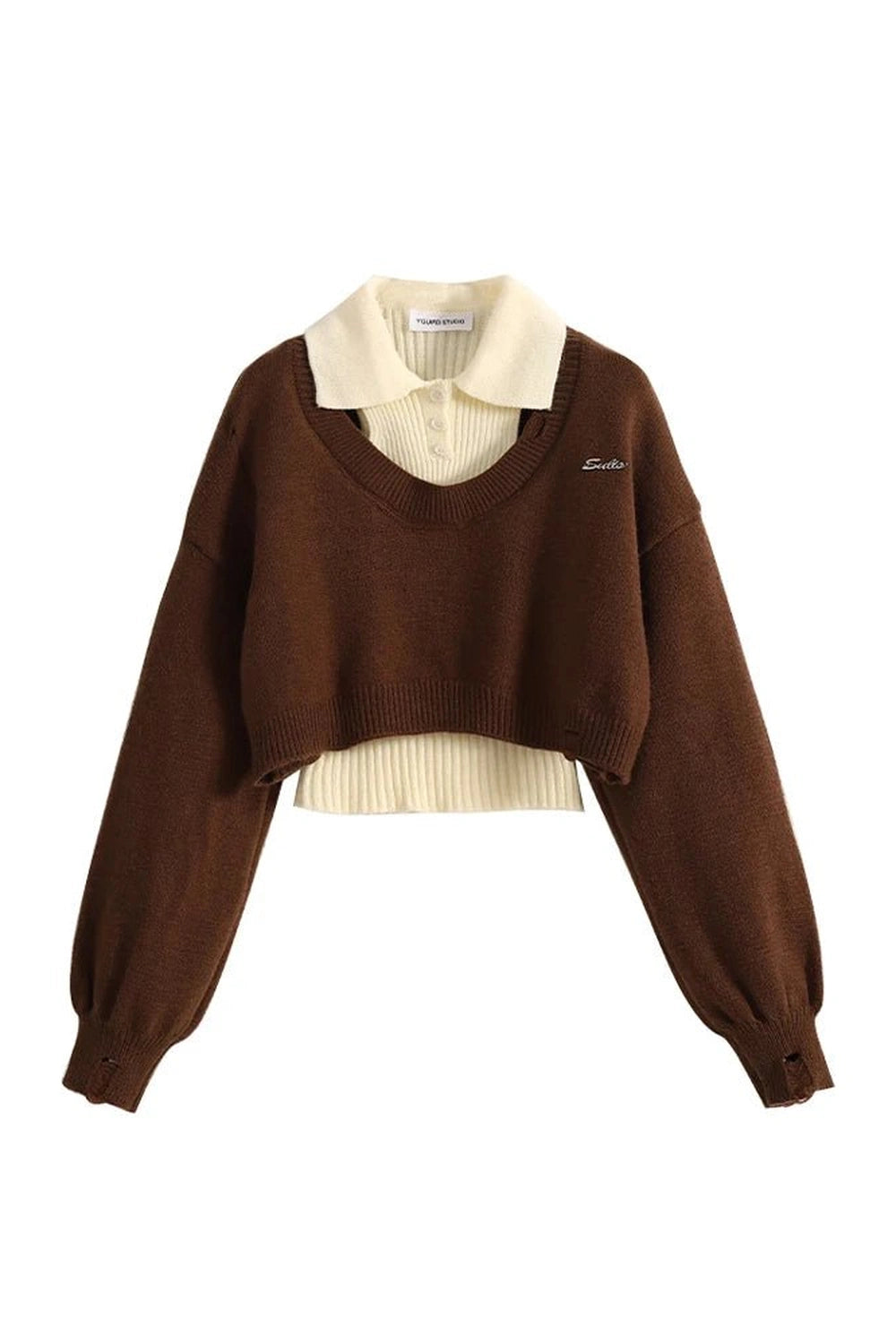 Y2K Fashion Preppy Layered Knit Sweater - 2000s Style Essential