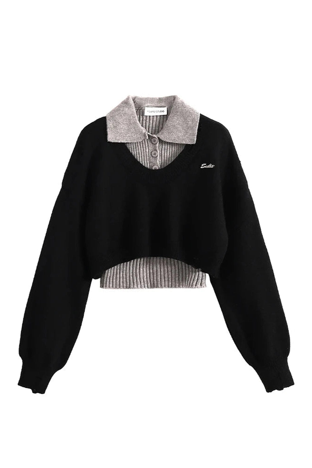 Y2K Fashion Preppy Layered Knit Sweater - 2000s Style Essential