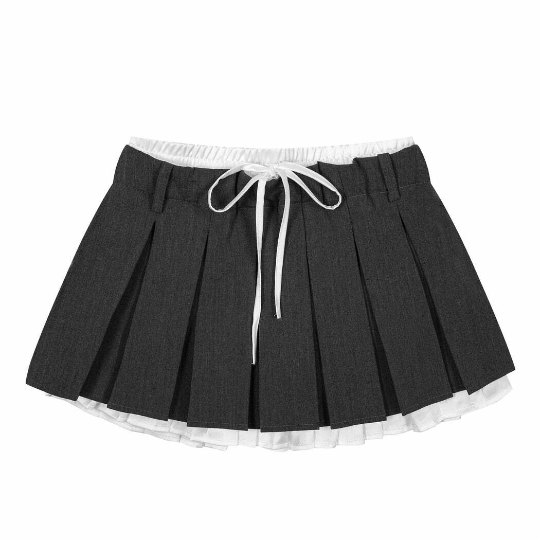 Y2K Fashion Preppy Layered Mini Skirt - Trendy 2000s Style Outfit