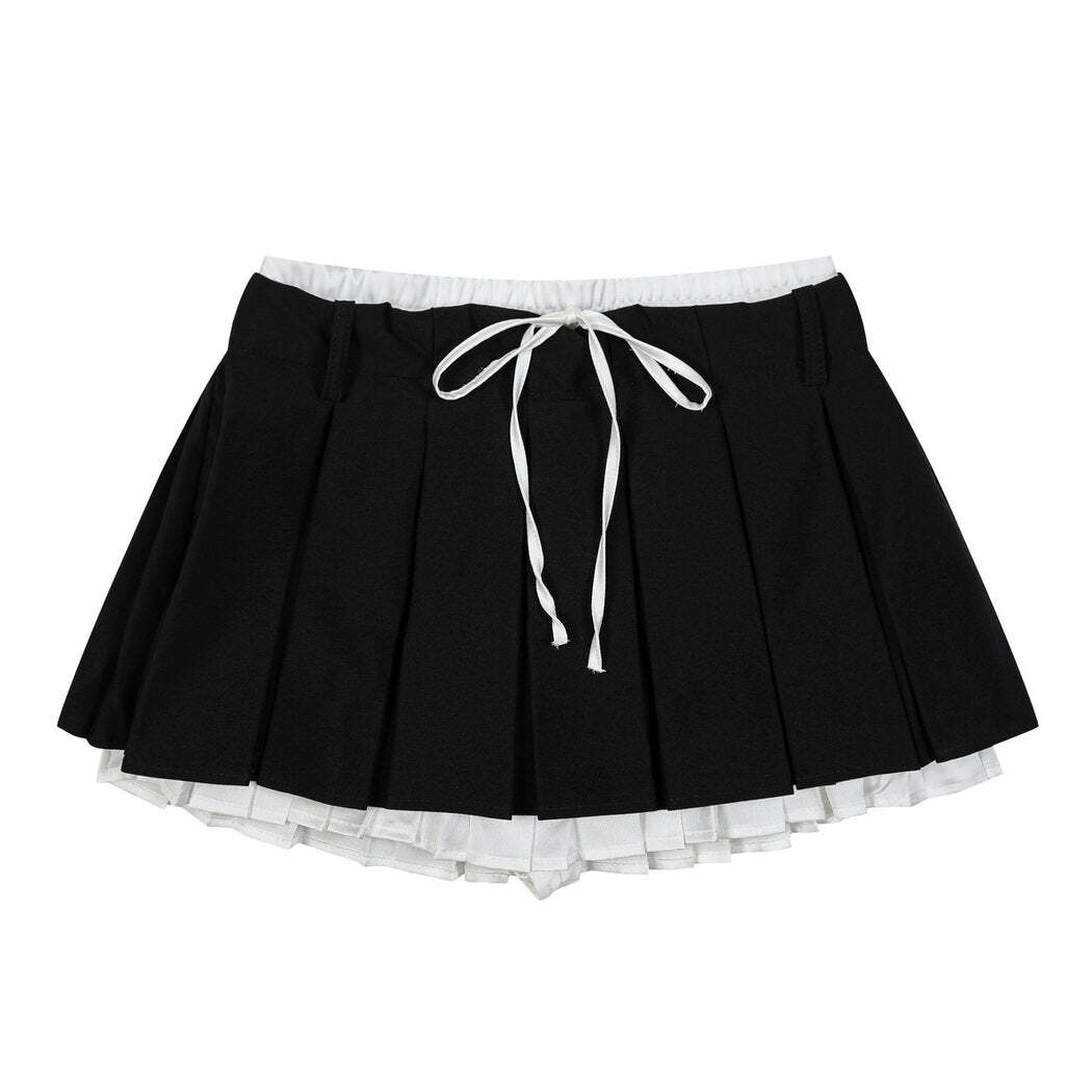 Y2K Fashion Preppy Layered Mini Skirt - Trendy 2000s Style Outfit