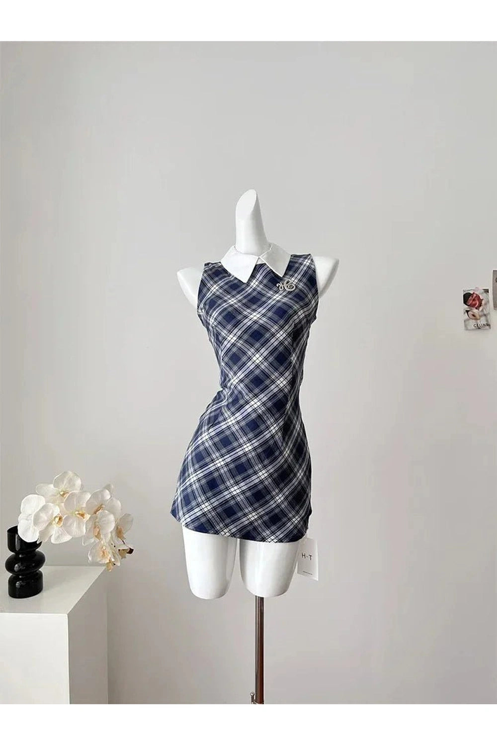 Y2K Fashion Preppy Plaid Collared Mini Dress - 2000s Style Aesthetic