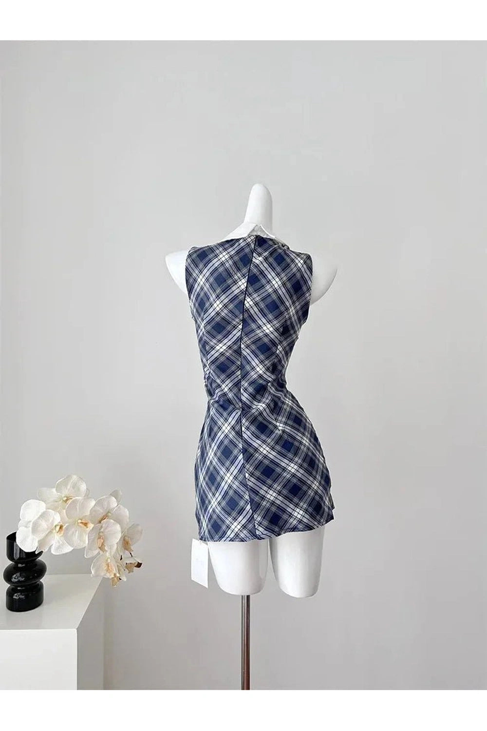 Y2K Fashion Preppy Plaid Collared Mini Dress - 2000s Style Aesthetic