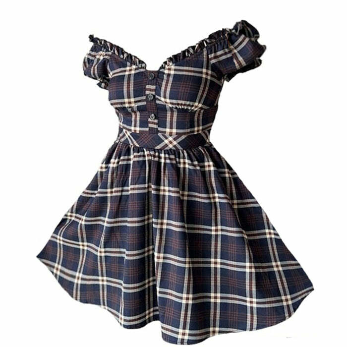 Y2K Fashion Preppy Plaid Dress - Trendy 2000s Style Outfit