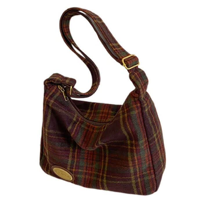 Y2K Fashion Preppy Plaid Shoulder Bag - Trendy 2000s Style Accessory