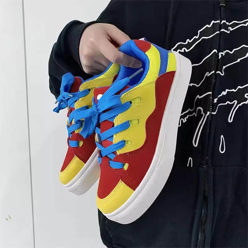 Y2K Fashion Primary Colors Skater Sneakers - Trendy 2000s Style Footwear