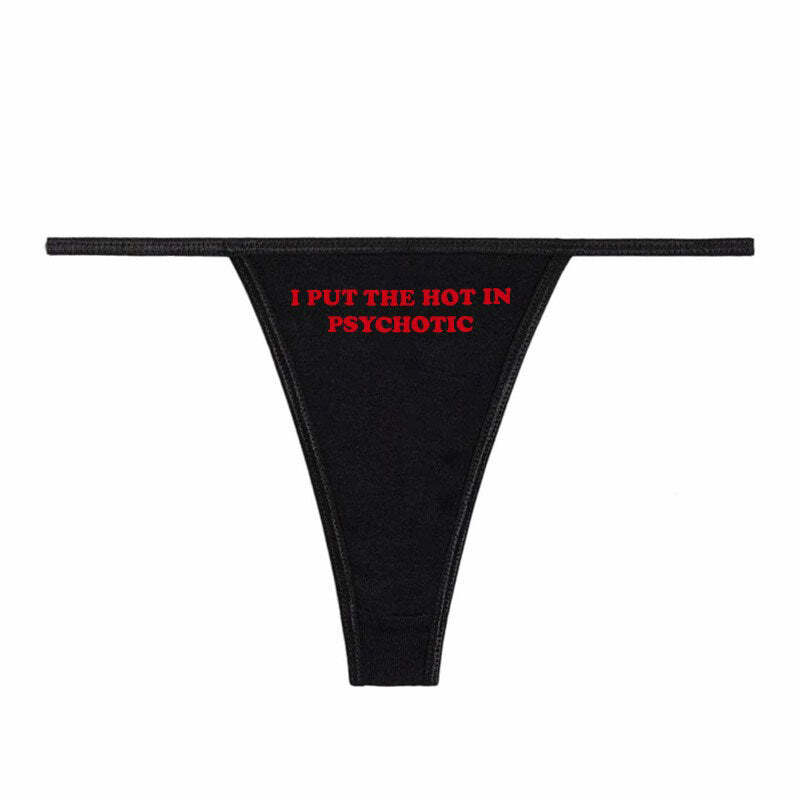 Y2K Fashion Psychotic Thong Panty - Trendy 2000s Style for Bold Looks