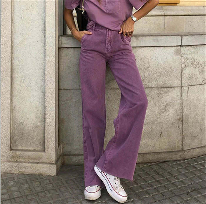 Y2K Fashion Purple Aesthetic High Waisted Jeans for Trendy Outfits