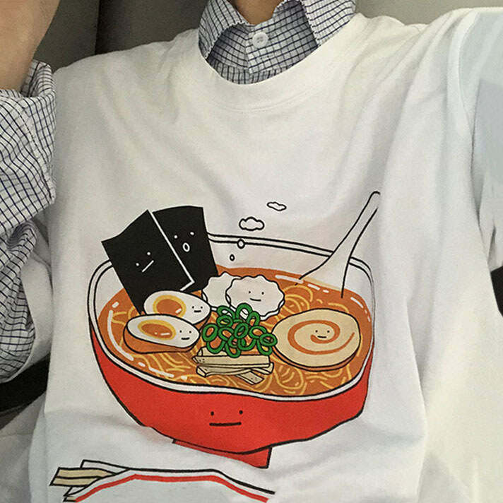 Y2K Fashion Ramen Noodles Tee - Trendy 2000s Style Graphic Top