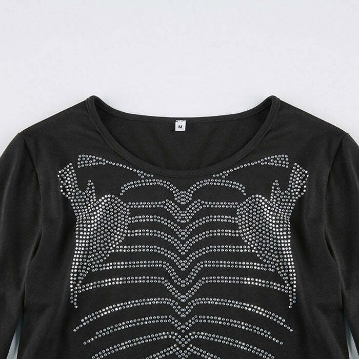 Y2K Fashion Rhinestone Crop Top - Trendy 2000s Style for Chic Outfits