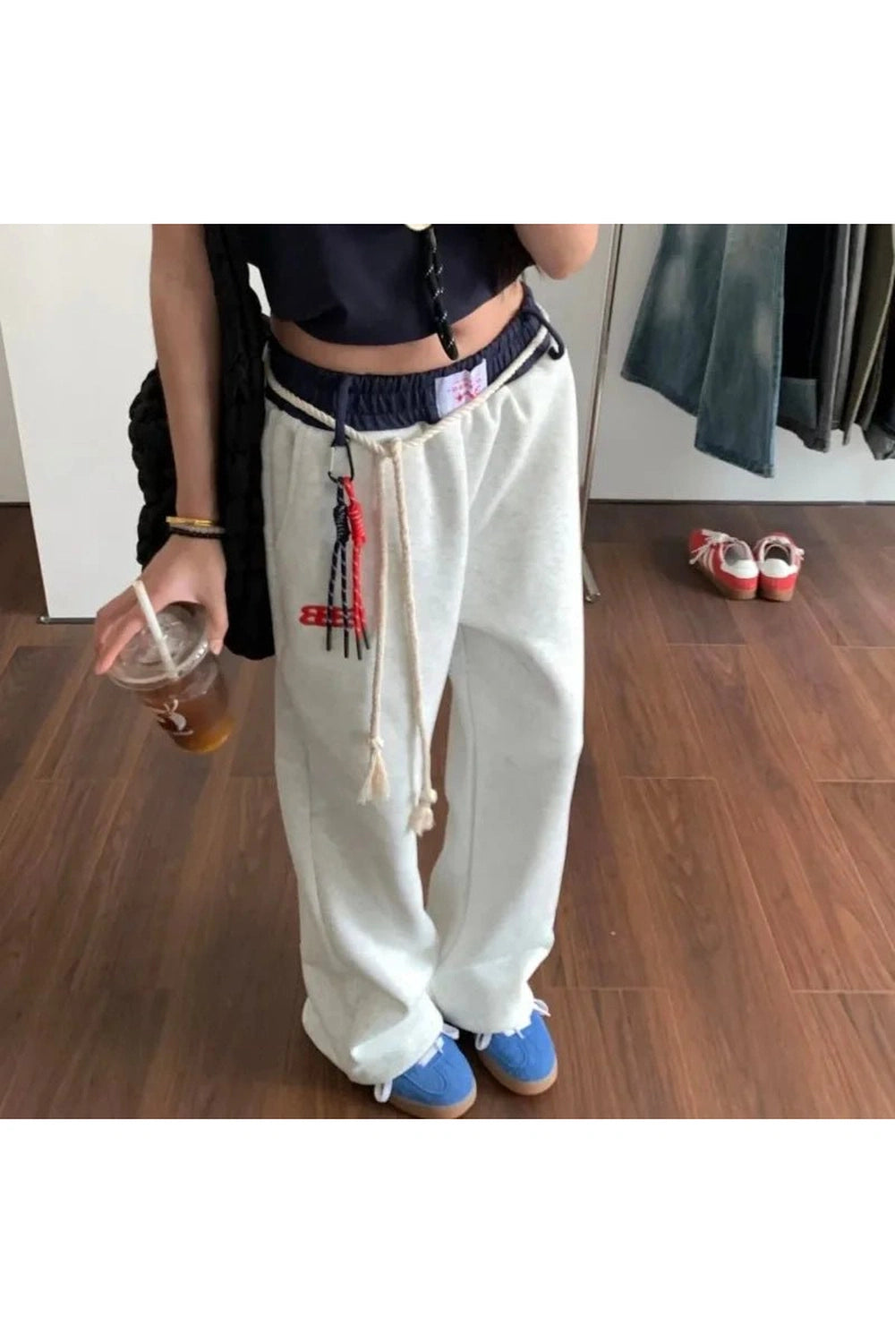 Y2K Fashion Rope-Tie Relaxed Sweatpants - Trendy 2000s Style