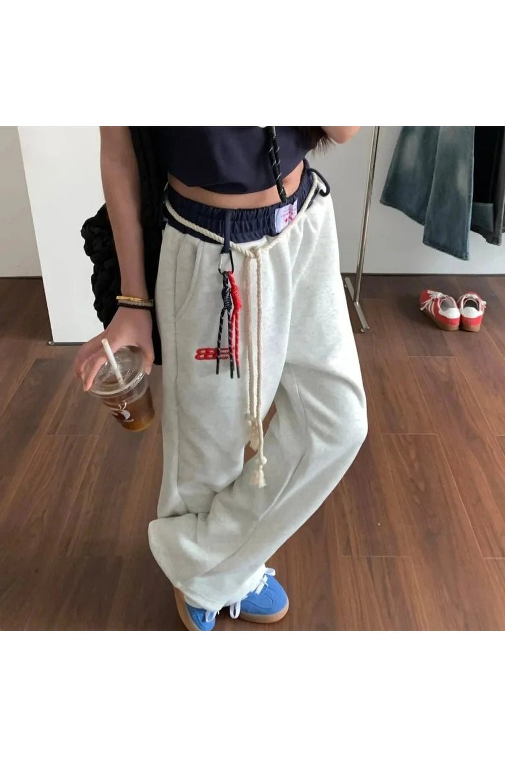 Y2K Fashion Rope-Tie Relaxed Sweatpants - Trendy 2000s Style