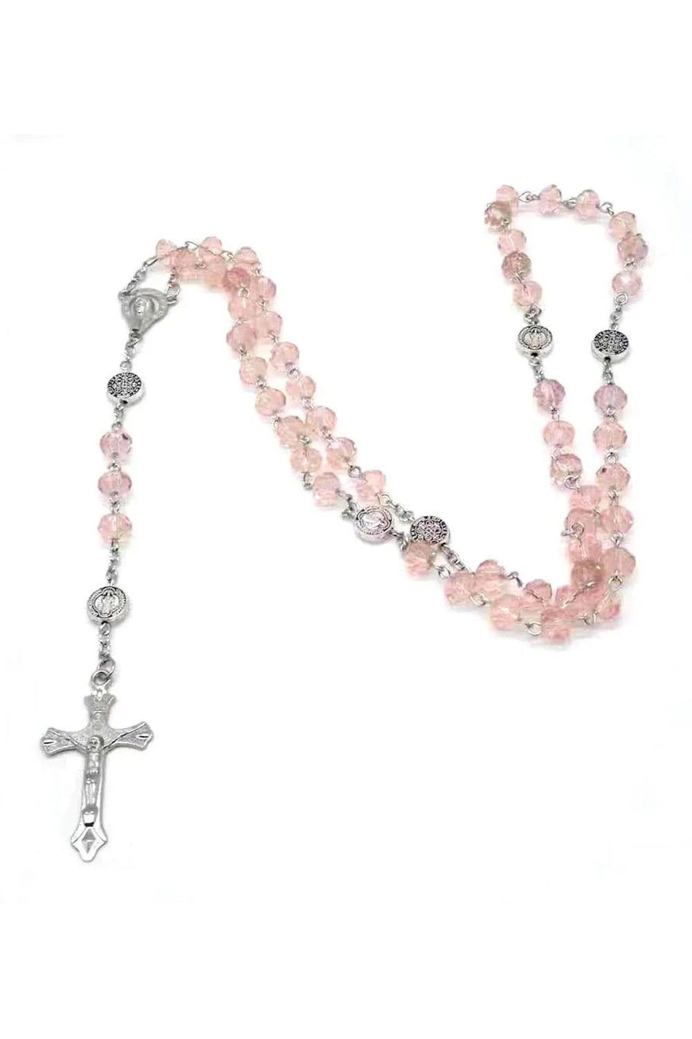 Y2K Fashion Rose Quartz Prayer Beads Necklace - 2000s Style Jewelry