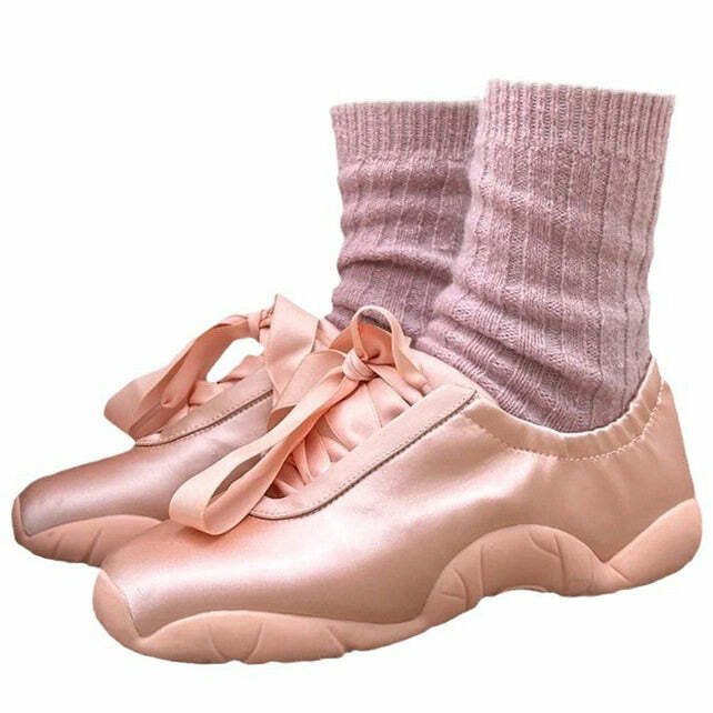 Y2K Fashion Satin Bow Sneakers - Trendy 2000s Style Footwear