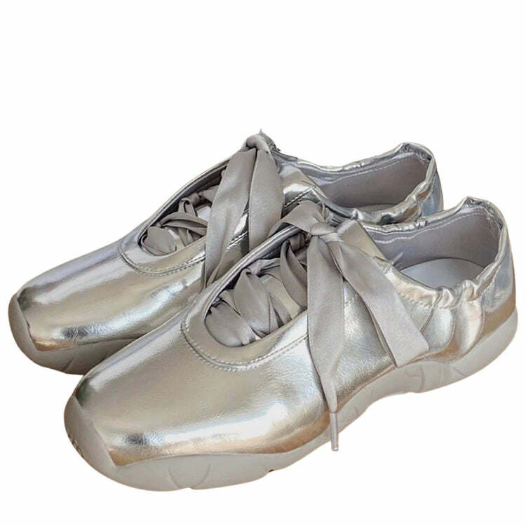 Y2K Fashion Satin Bow Sneakers - Trendy 2000s Style Footwear