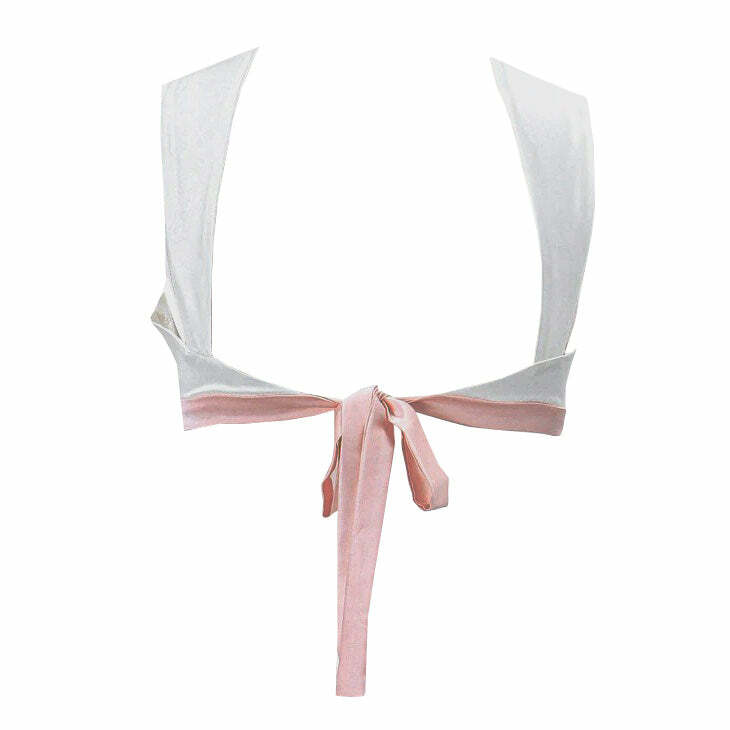 Y2K Fashion Satin Bow Tie Top - Trendy 2000s Style for Modern Looks