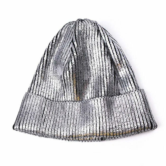 Y2K Fashion Sequined Disco Beanie - Retro 2000s Style Accessory