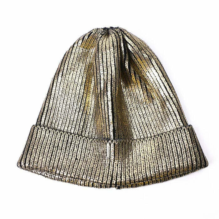 Y2K Fashion Sequined Disco Beanie - Retro 2000s Style Accessory