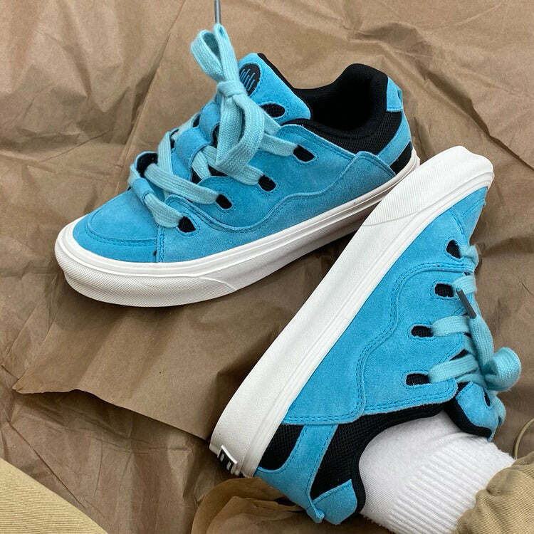 Y2K Fashion Skater Blue Sneakers - Trendy 2000s Style Footwear