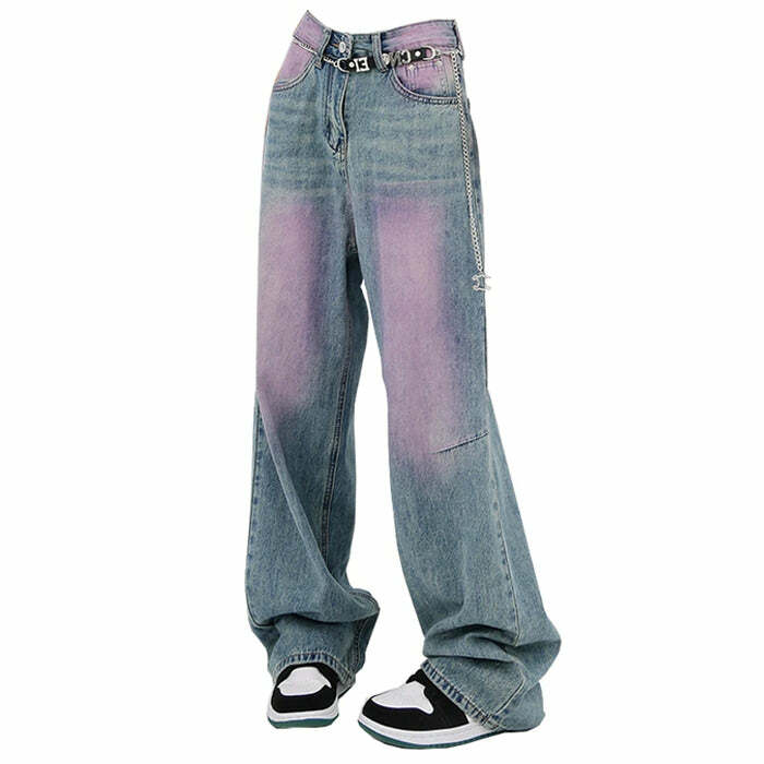 Y2K Fashion Skater Girl Baggy Jeans - Retro 2000s Style Denim