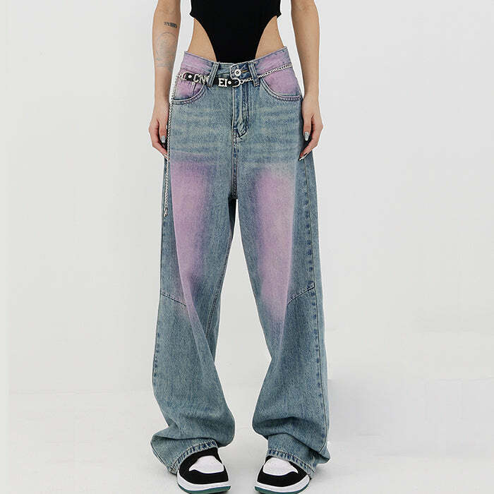 Y2K Fashion Skater Girl Baggy Jeans - Retro 2000s Style Denim