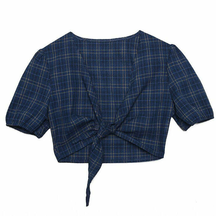 Y2K Fashion Skippin' School Plaid Top - Retro 2000s Style Essential