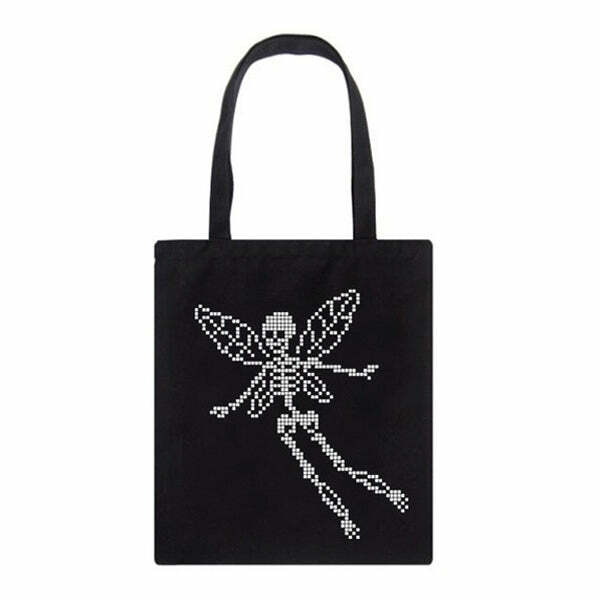 Y2K Fashion Skull Butterfly Canvas Bag - Trendy 2000s Style Accessory