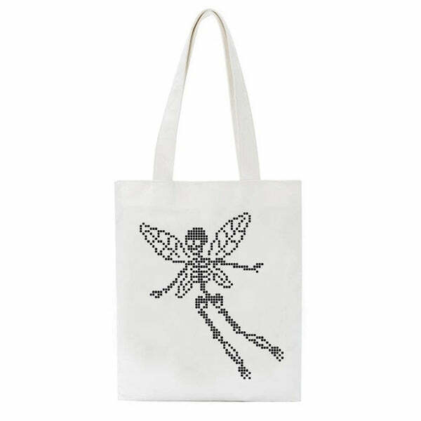 Y2K Fashion Skull Butterfly Canvas Bag - Trendy 2000s Style Accessory