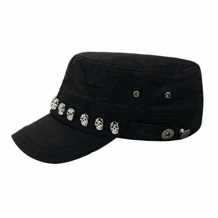 Y2K Fashion Skull Rivet Cap - Trendy 2000s Style Accessory