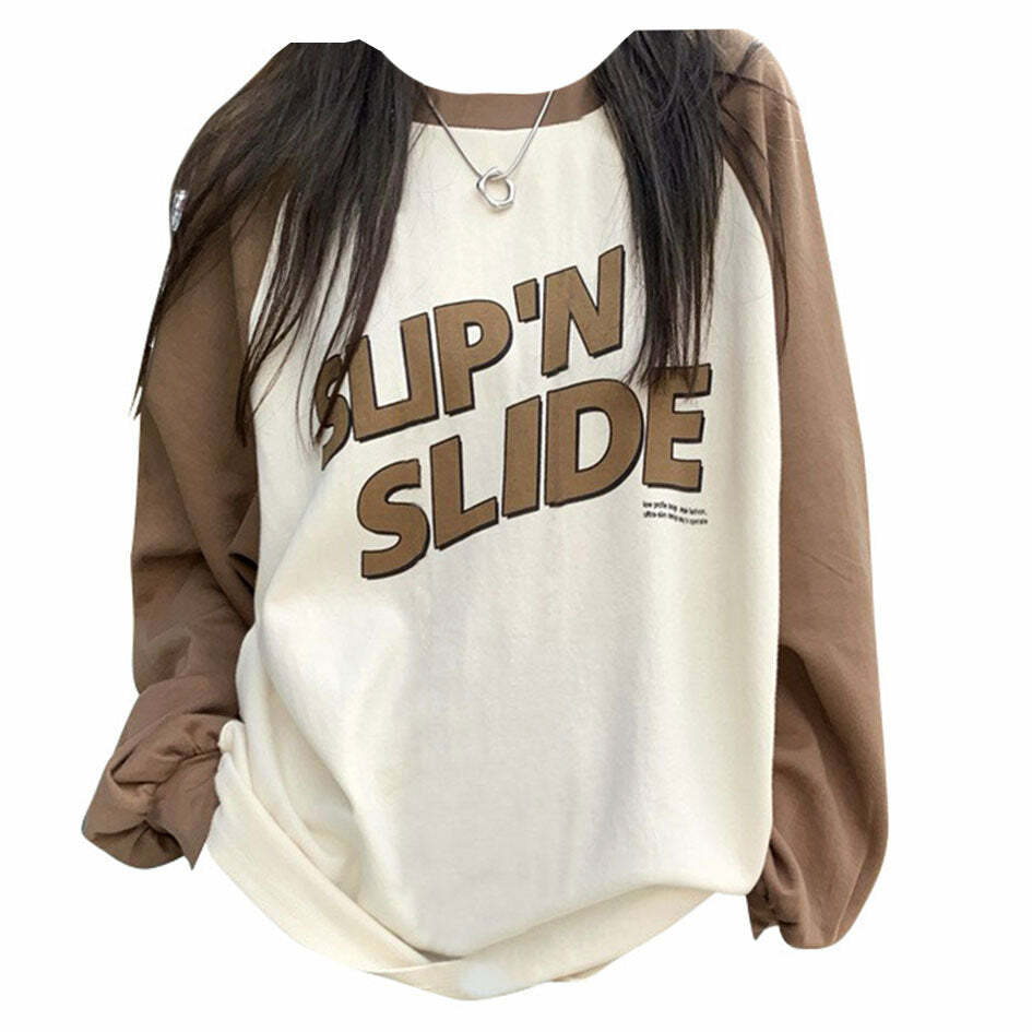 Y2K Fashion Slip n Slide Sweatshirt - Trendy 2000s Style Top