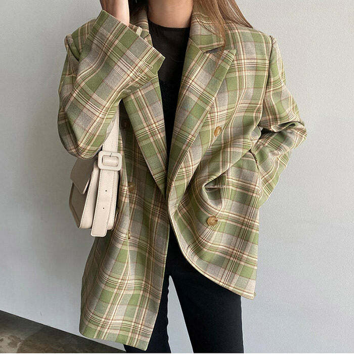 Y2K Fashion Smarty Pants Plaid Jacket - Trendy 2000s Style Outerwear