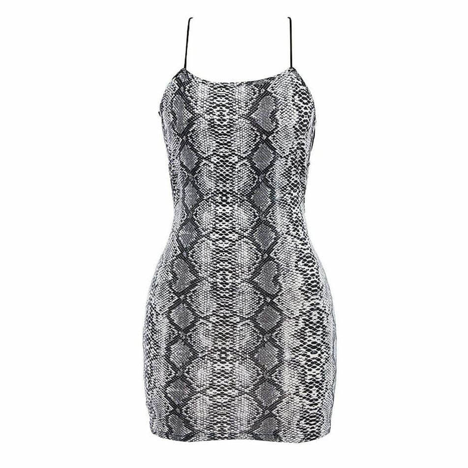 Y2K Fashion Snakeskin Mini Dress - Trendy 2000s Style Outfit