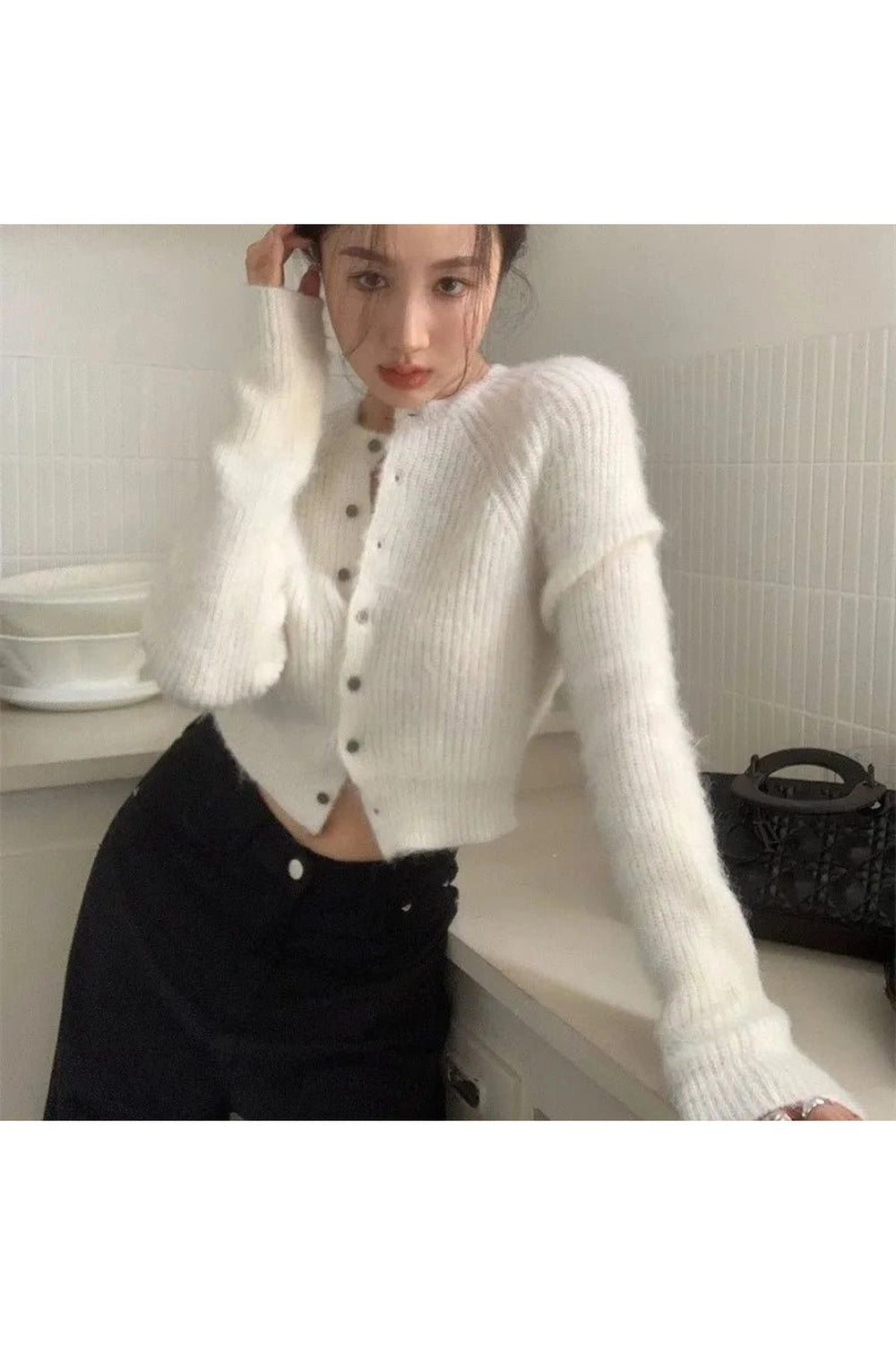 Y2K Fashion Soft Ribbed Cropped Cardigan - Trendy 2000s Style Essential