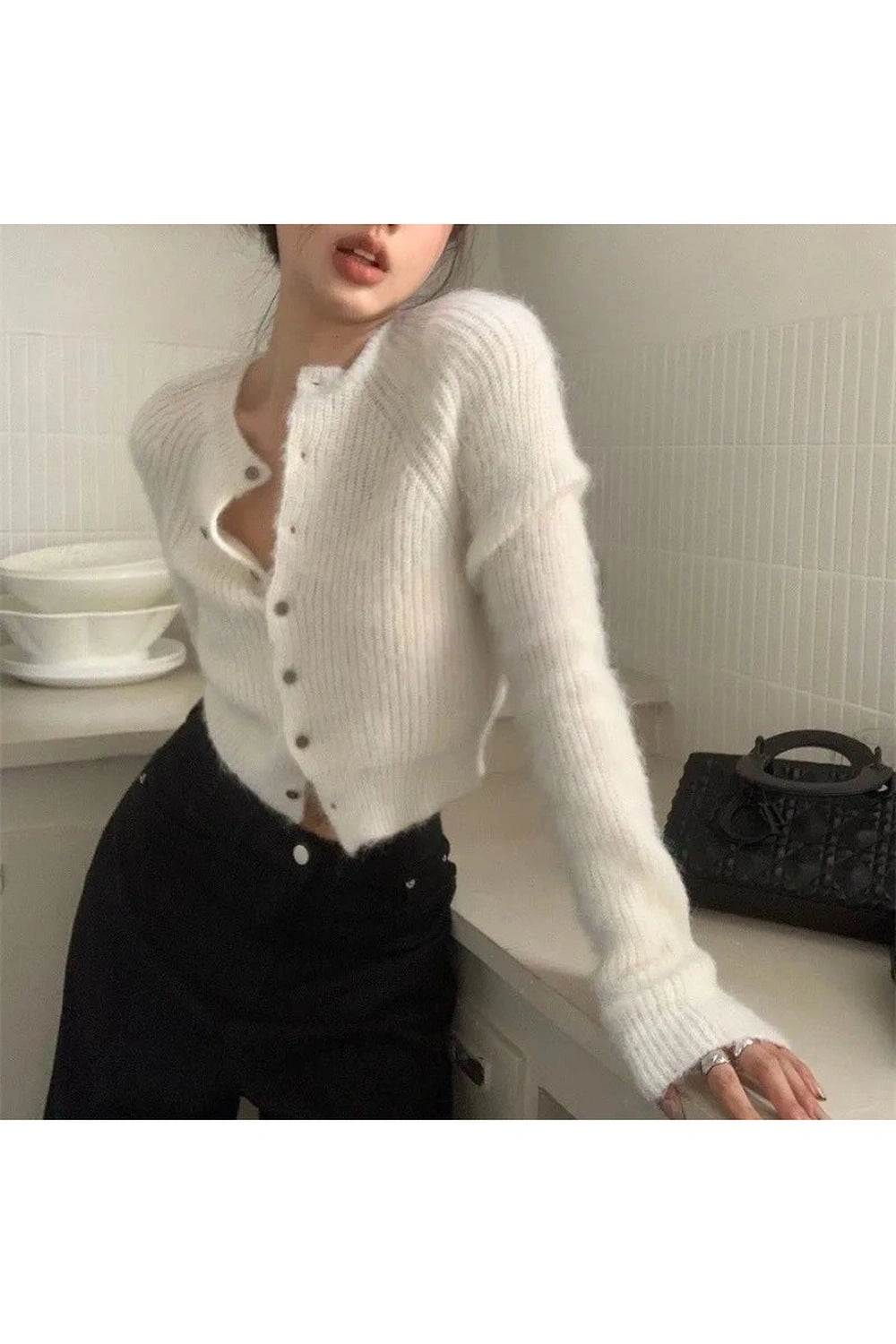 Y2K Fashion Soft Ribbed Cropped Cardigan - Trendy 2000s Style Essential