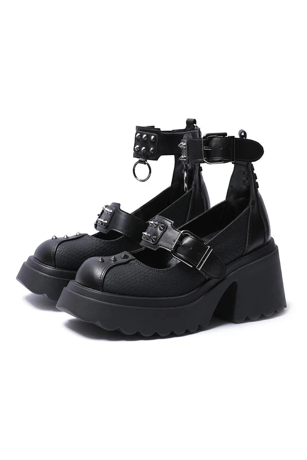 Y2K Fashion Spiked Ankle Strap Platform Heels - 2000s Style Statement