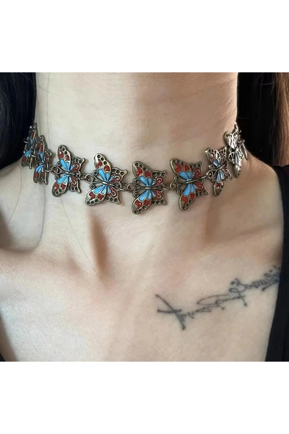 Y2K Fashion Spiked Heart Chain Choker - Trendy 2000s Style Accessory