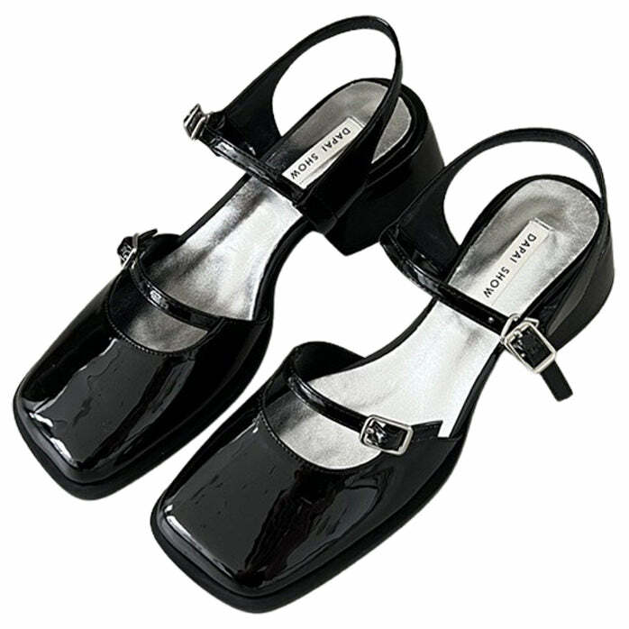 Y2K Fashion Square Toe Mary Jane Shoes - 2000s Style Footwear