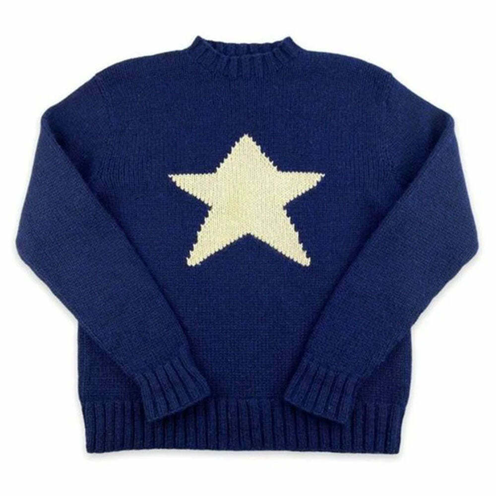 Y2K Fashion Star Girl Aesthetic Knit Sweater - 2000s Style Essential