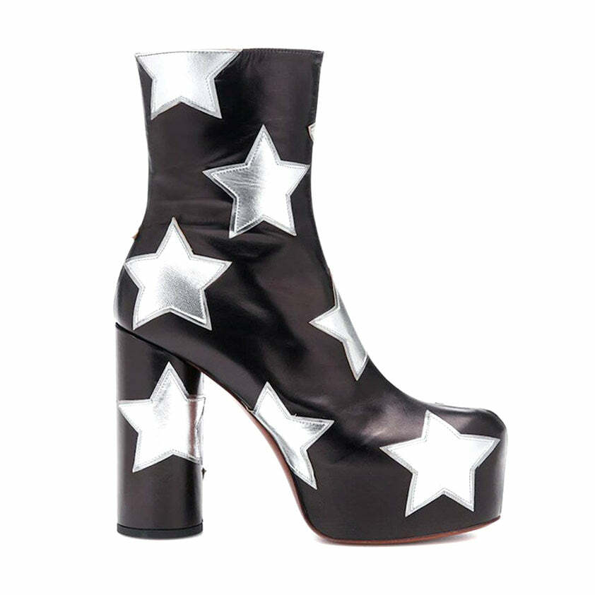 Y2K Fashion Star Platform Boots - Iconic 2000s Style Footwear