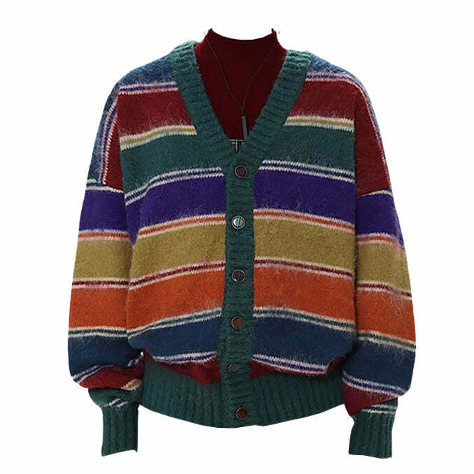 Y2K Fashion Striped Cardigan - Retro 2000s Style for Trendy Outfits