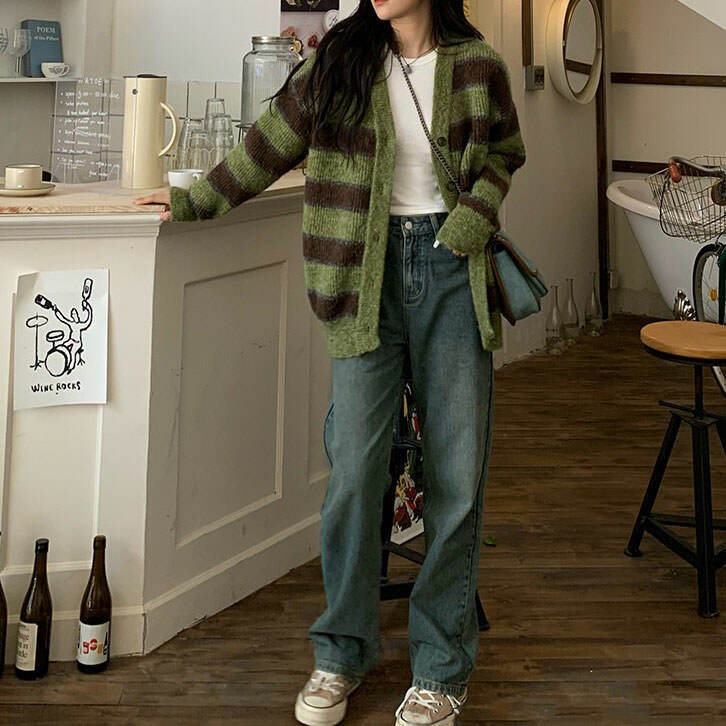 Y2K Fashion Striped Cardigan - Trendy 2000s Style for Effortless Outfits